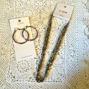 J. CREW Silver & Goldtone Necklace & Earring Set - NWTs!